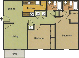 Two Bedroom / Two Bath floor plan