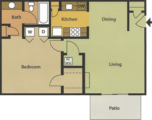 One Bedroom / One Bath floor plan
